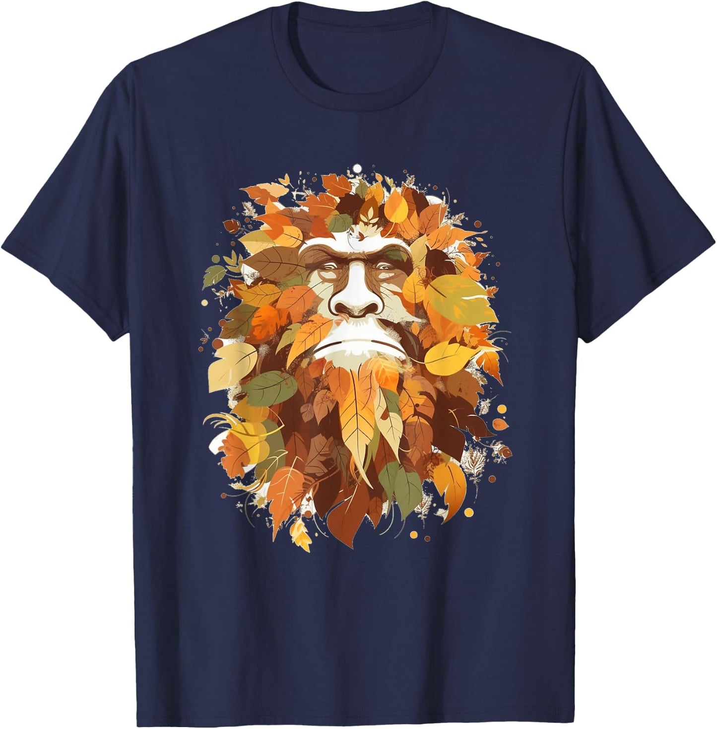 Bigfoot Fall Leaves Thanksgiving Day Sasquatch Autumn T-Shirt - T-Shirt | Navy