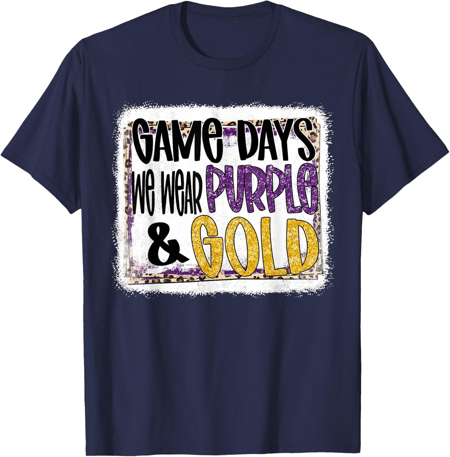 On Gameday Football We Wear Purple And Gold School Spirit T-Shirt - T-Shirt | Navy
