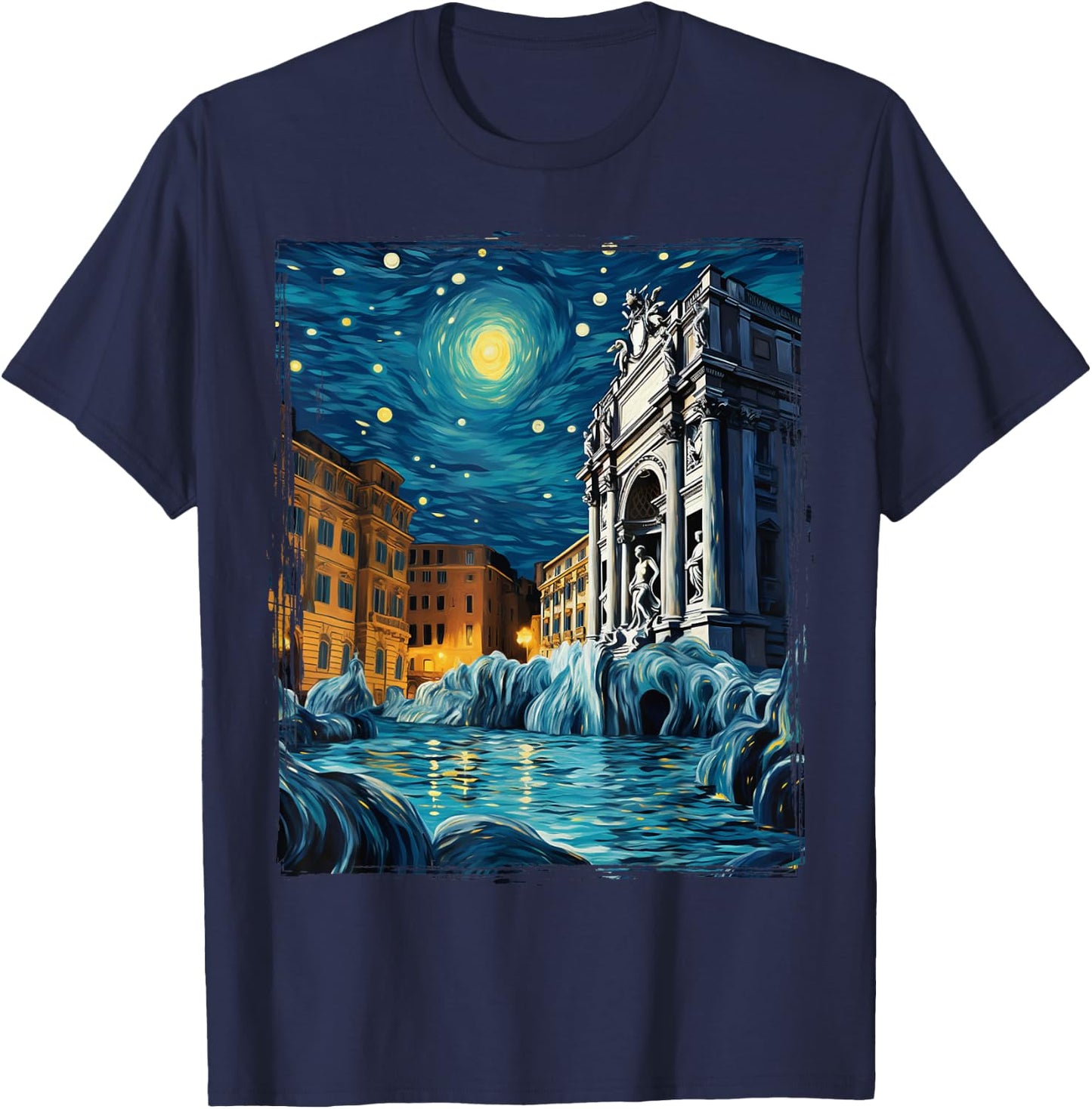 Cool Vintage Rome Italy Souvenir Rome Italy Trevi Fountain T-Shirt - T-Shirt | Navy