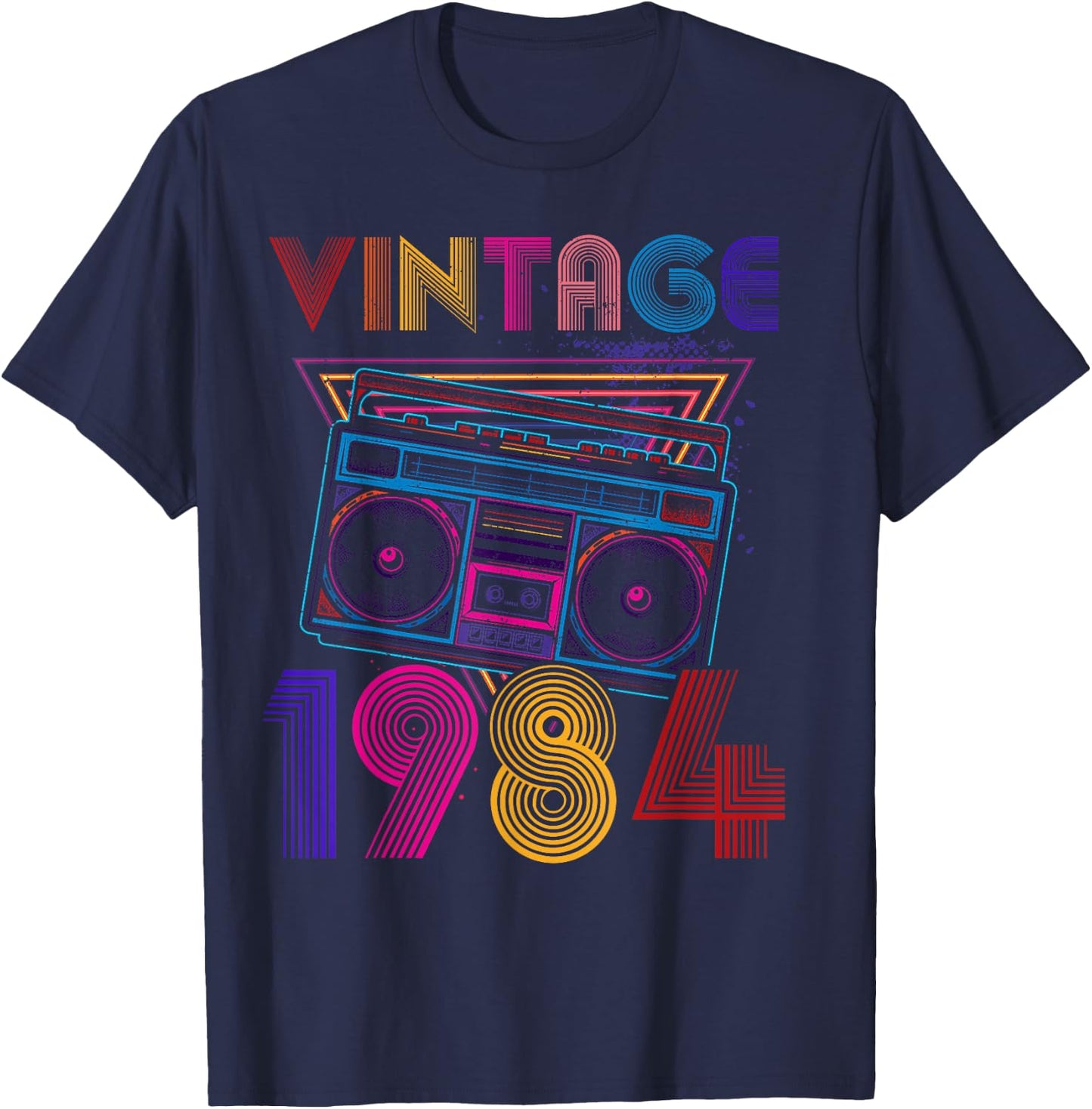 Classic Portable Stereo 1984 Music Lover Birthday T-Shirt - T-Shirt | Navy