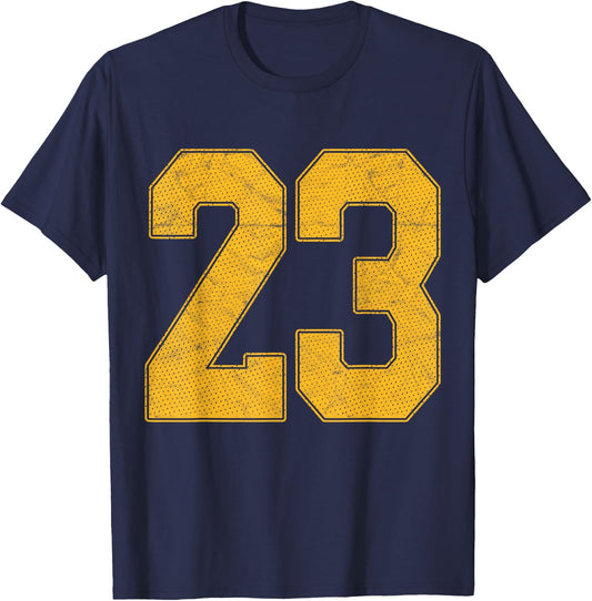 Number 23 Numbered Uniform Sports Team Jersey 23rd Birthday T-Shirt - T-Shirt | Navy