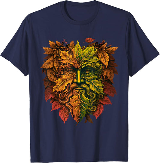 Traditional Pagan Celtic Greenman T-Shirt - T-Shirt | Navy