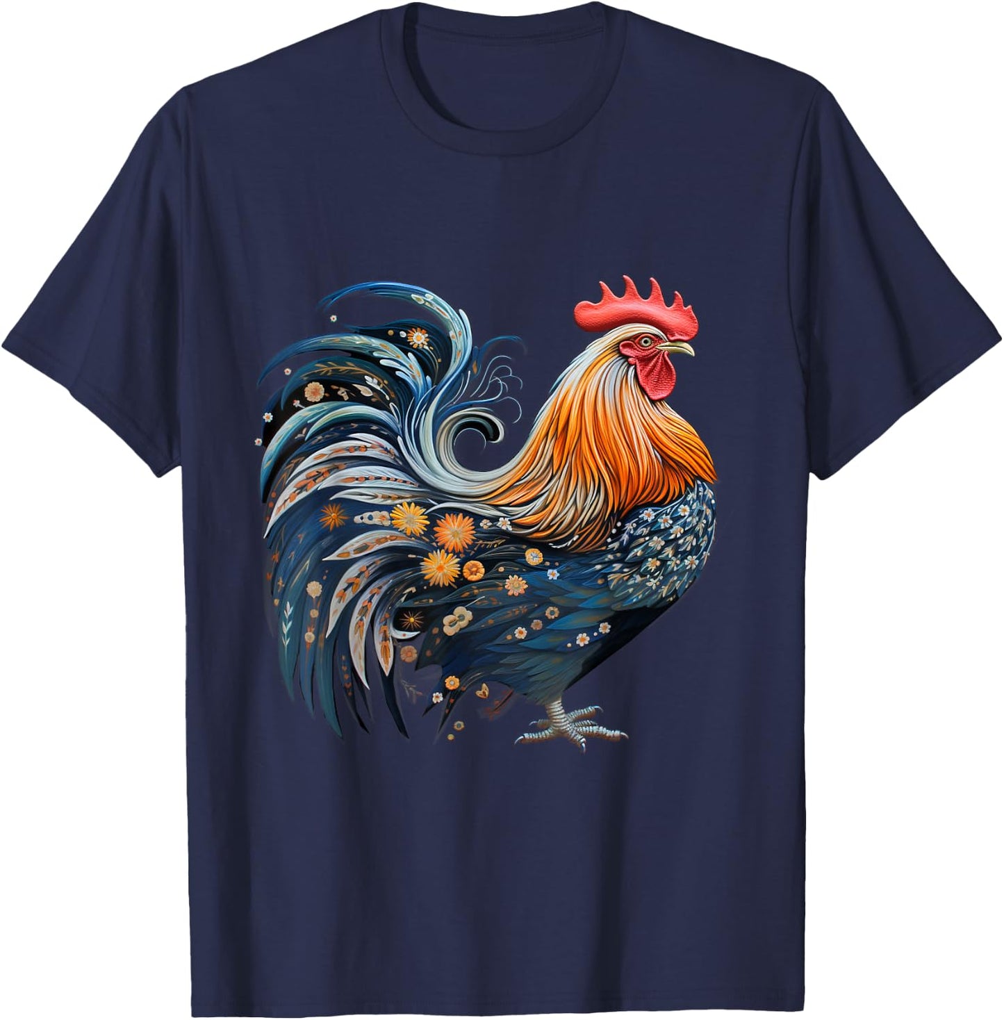 Rooster Chicken Female Fighting Cock Bird Farmland Earth Day T-Shirt - T-Shirt | Navy