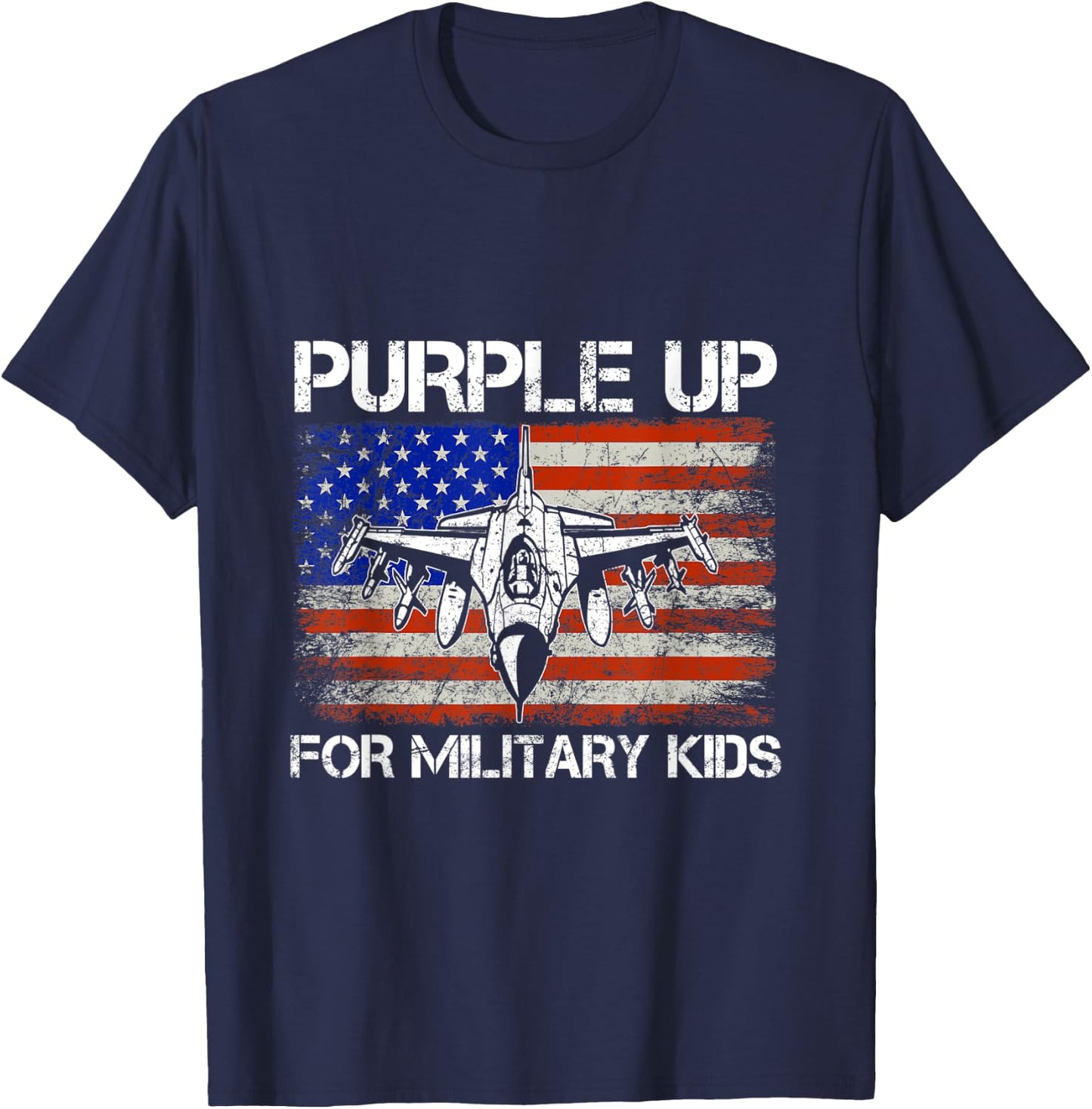 I Purple Up Month of Military Child Kids Air Force US Flag T-Shirt - T-Shirt | Navy