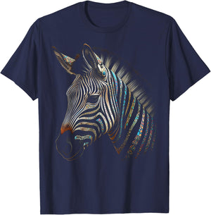 Zebra Lover Artwork | Animal Motif Zebra T-Shirt - T-Shirt | Navy