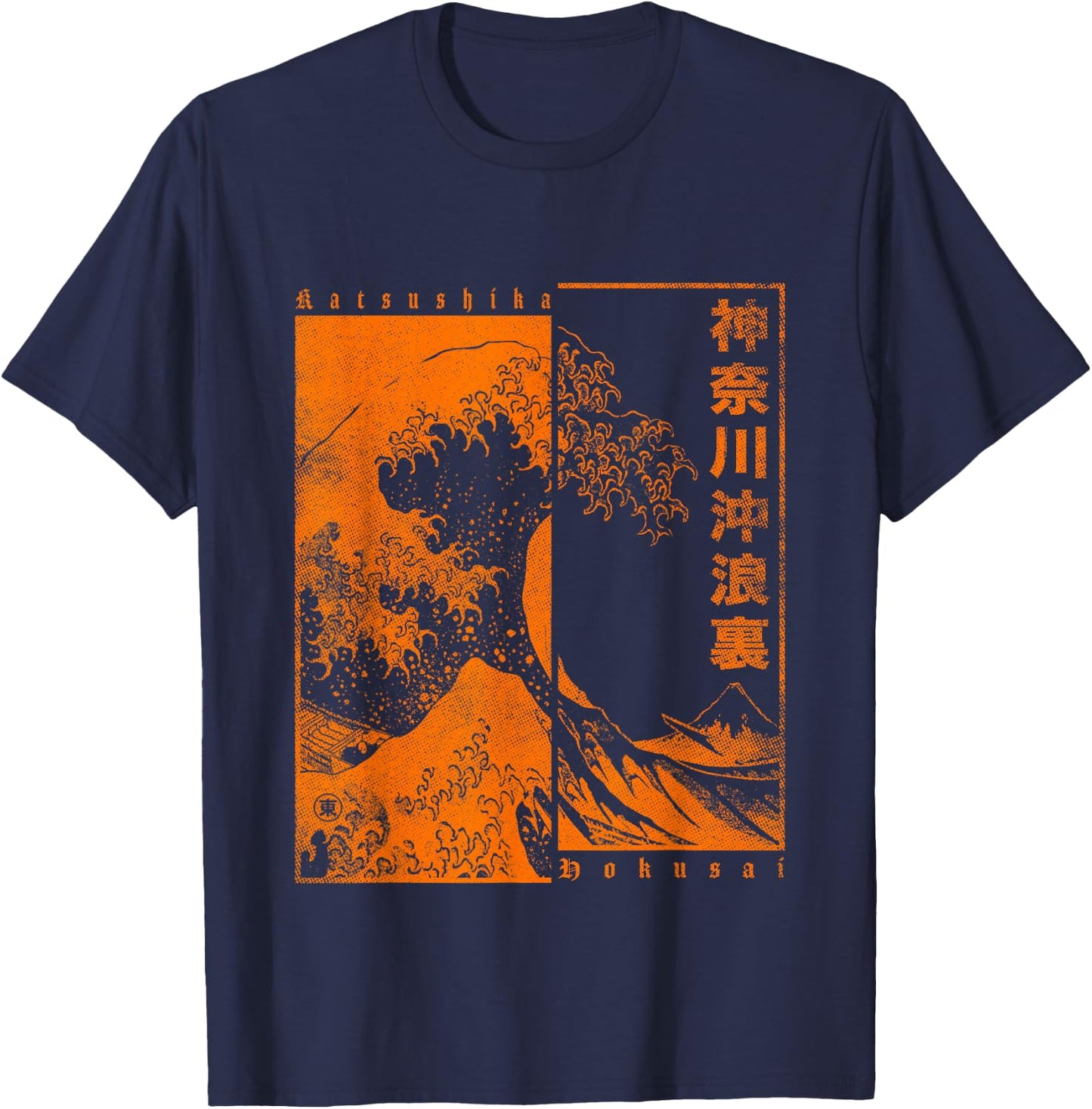 Japanese Wave Japan Style The Great Wave Off Kanagawa T-Shirt - T-Shirt | Navy