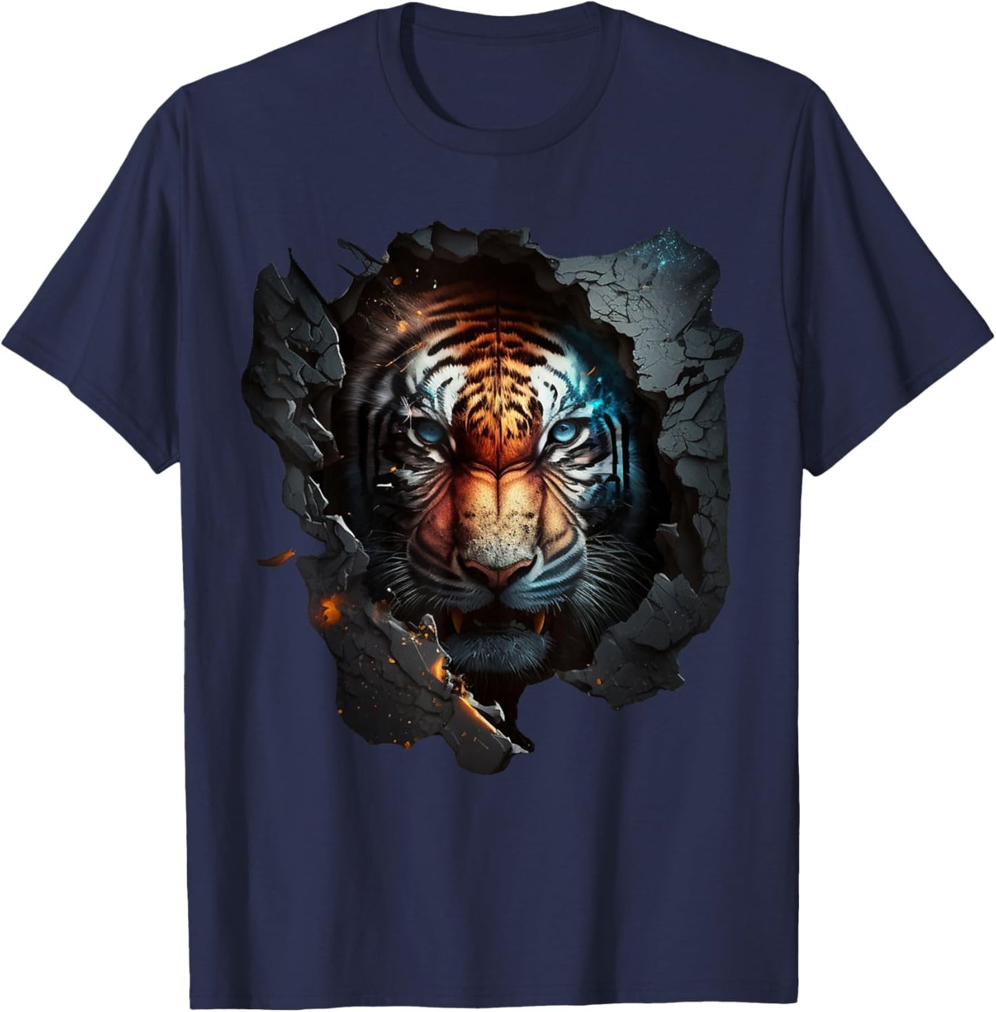 Tiger animals art animal motif zoo print tiger T-Shirt - T-Shirt | Navy