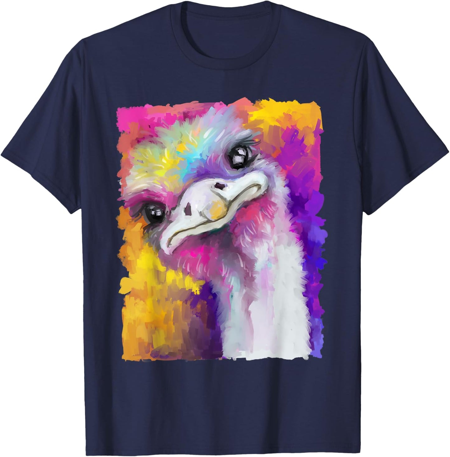 Ostrich Watercolor Funny Animal Lovers Outfit Men Women Kids T-Shirt - T-Shirt | Navy
