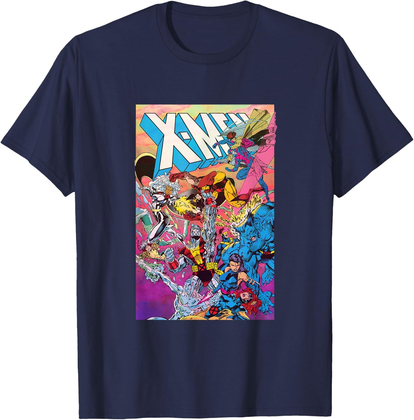 Marvel X-Men Internal Team Conflict All Out Fight Cover T-Shirt - T-Shirt | Navy