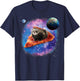 Funny Ferret on a Pizza in Space Ferret T-Shirt - T-Shirt | Navy