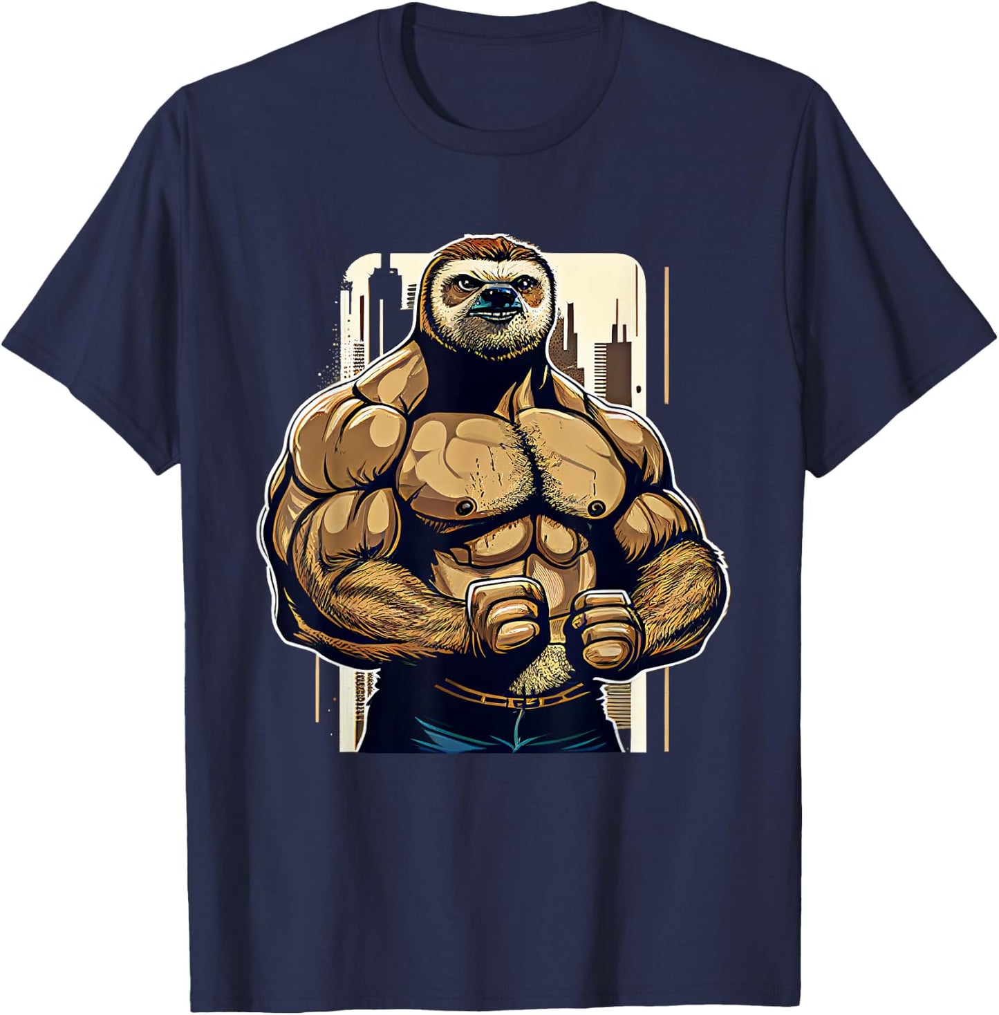 Bodybuilder Sloth Funny Bodybuilding Sloth Fitness Gym T-Shirt - T-Shirt | Navy