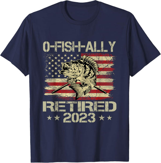Retirement 2023 Fisherman O-Fish-Ally Retired 2023 T-Shirt - T-Shirt | Navy