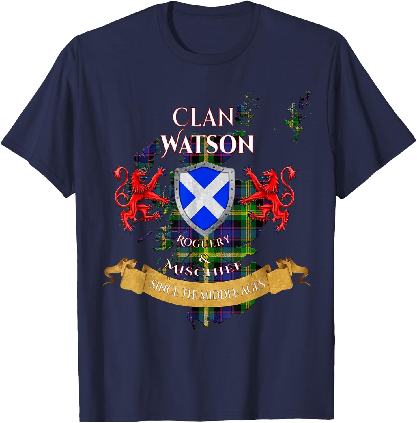 Watson Scottish Family Clan Middle Ages Mischief T-Shirt - T-Shirt | Navy