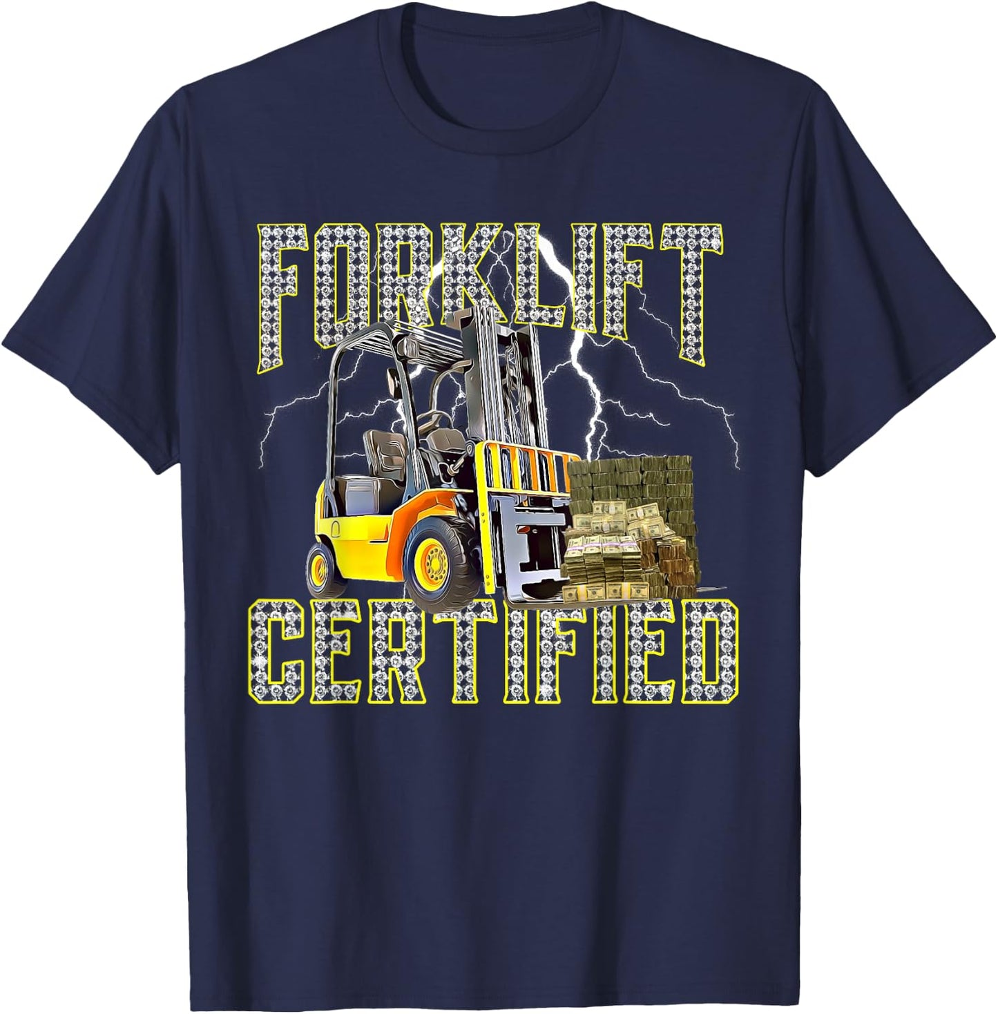 Retro Style Funny Forklift Operator Forklift Certified T-Shirt - T-Shirt | Navy