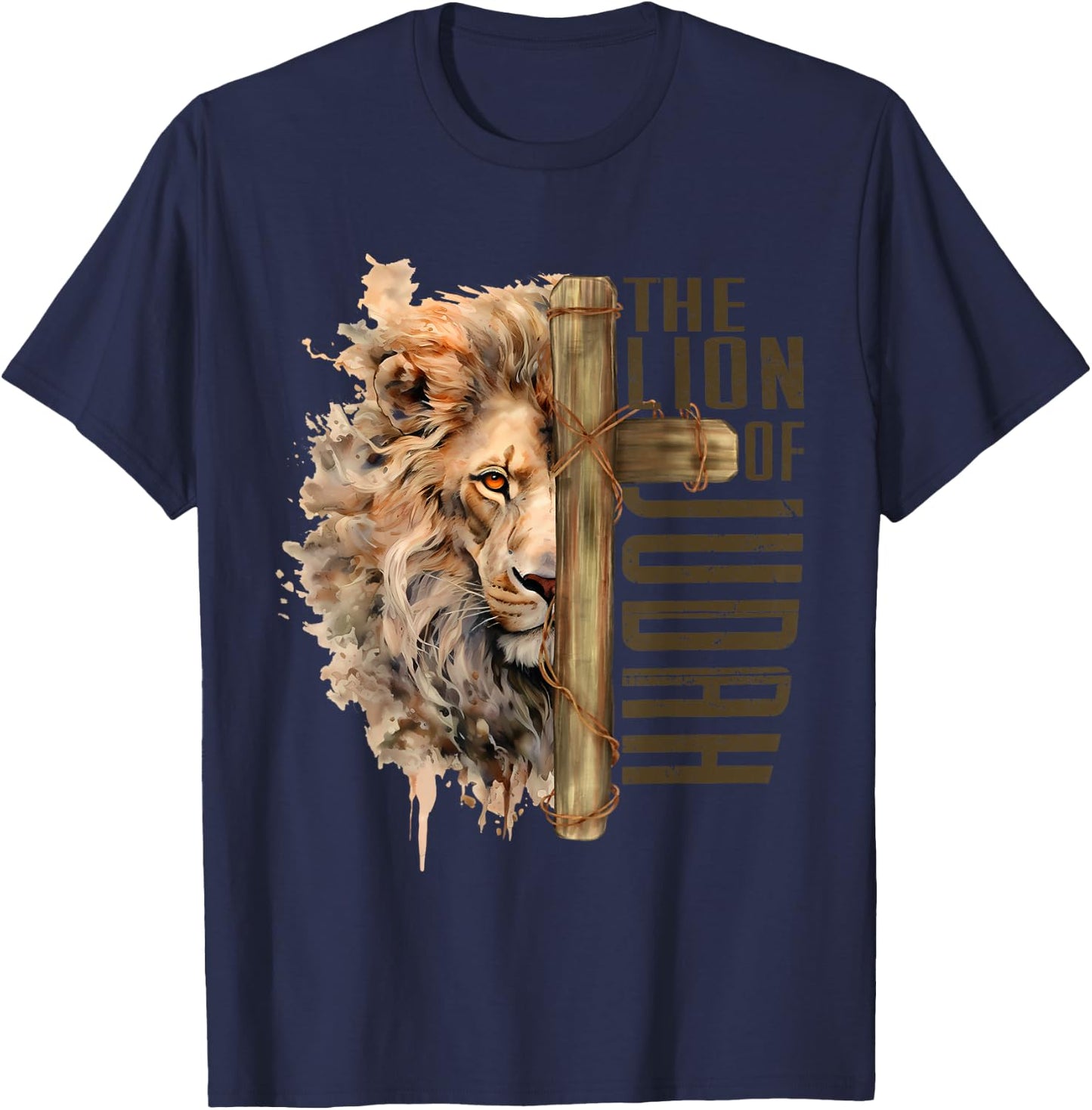 The Lion Of Judah Jesus Revelation Inspirational Christian T-Shirt - T-Shirt | Navy