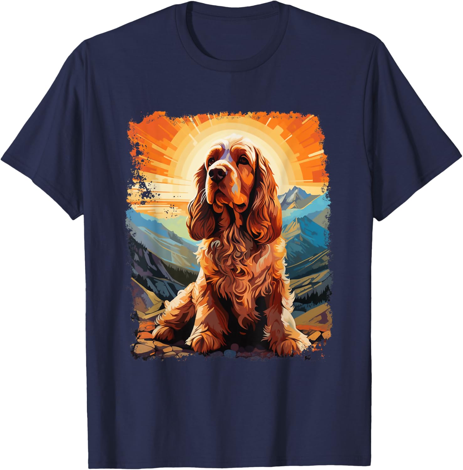 Dog Cocker Spaniel Men Women Kids T-Shirt - T-Shirt | Navy