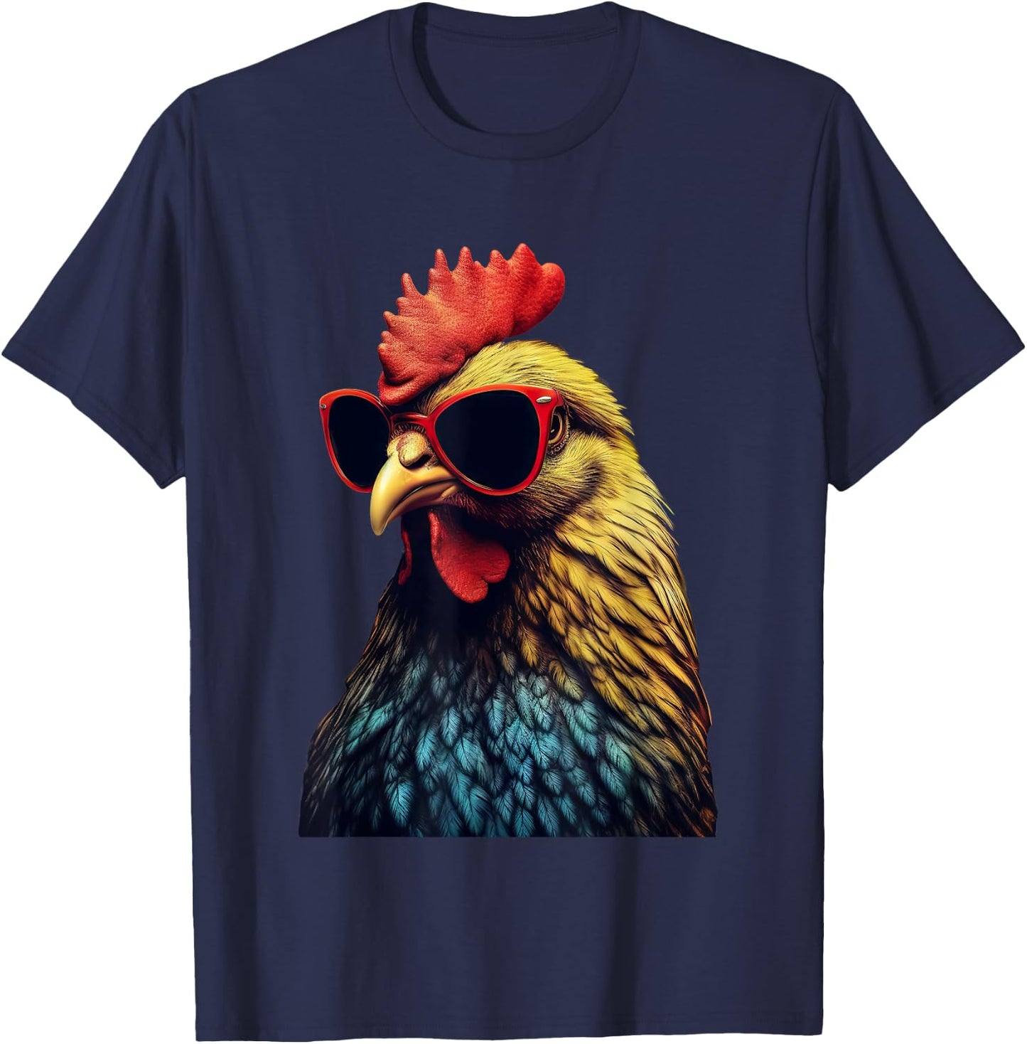 Funny Farm Cicken Animals gift Retro Vintage Chicken Cool Rooster Wearing Sunglasses -Kids T-Shirt - T-Shirt | Navy