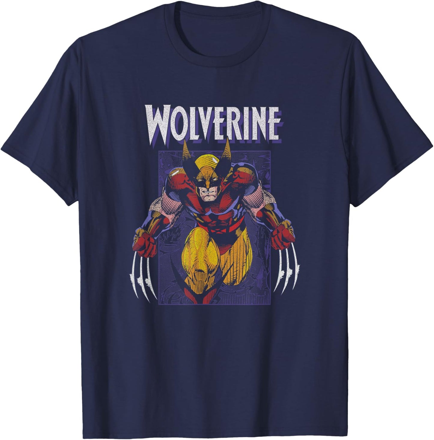 Marvel X-Men Wolverine Preying Vintage Portrait T-Shirt - T-Shirt | Navy