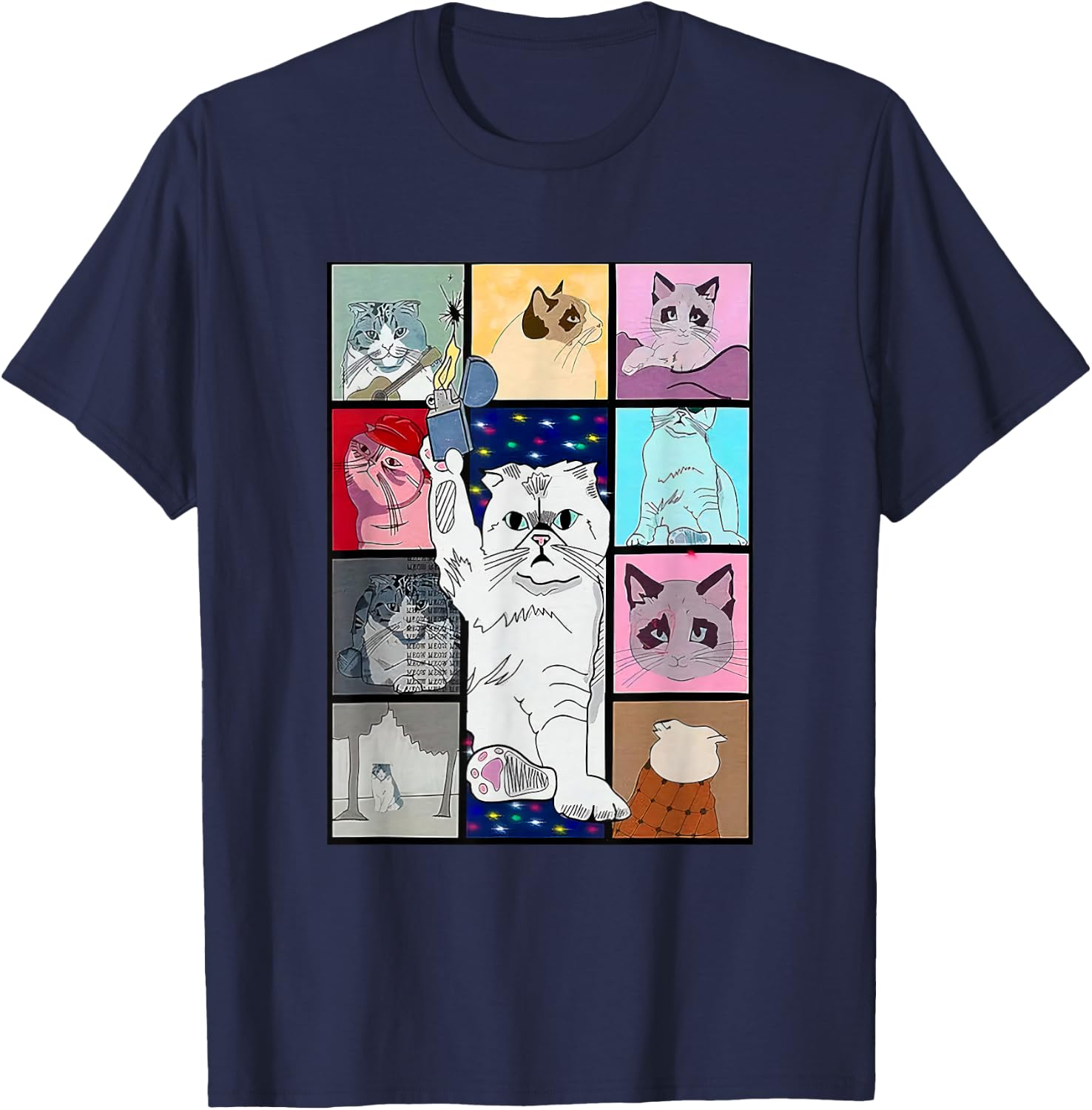 Cute Cat Purring in My Lap Cause It Loves Me Cat Lover T-Shirt - T-Shirt | Navy