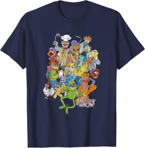 Disney The Muppets Main Characters Distressed Group Shot T-Shirt - T-Shirt | Navy
