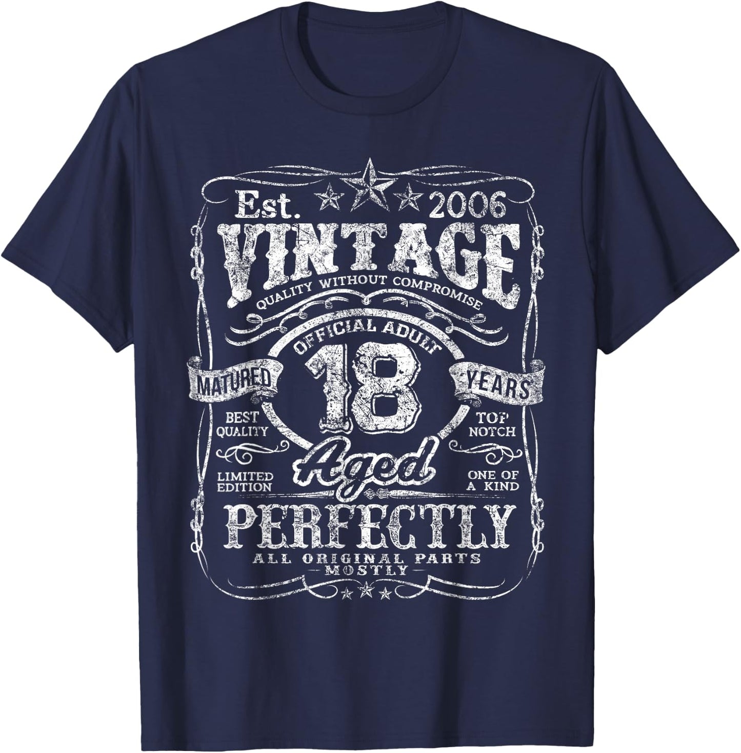 Vintage 2006 Limited Edition 18 Year Old Gifts 18th Birthday T-Shirt - T-Shirt | Navy