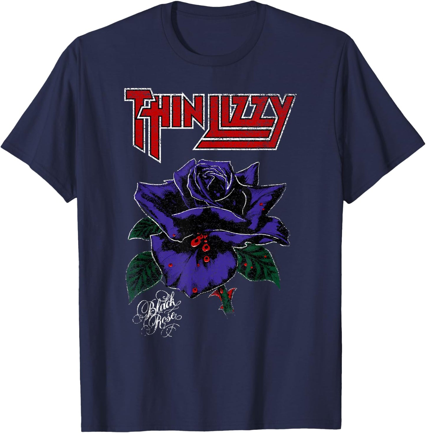 Thin Lizzy – Black Rose On Purple T-Shirt - T-Shirt | Navy