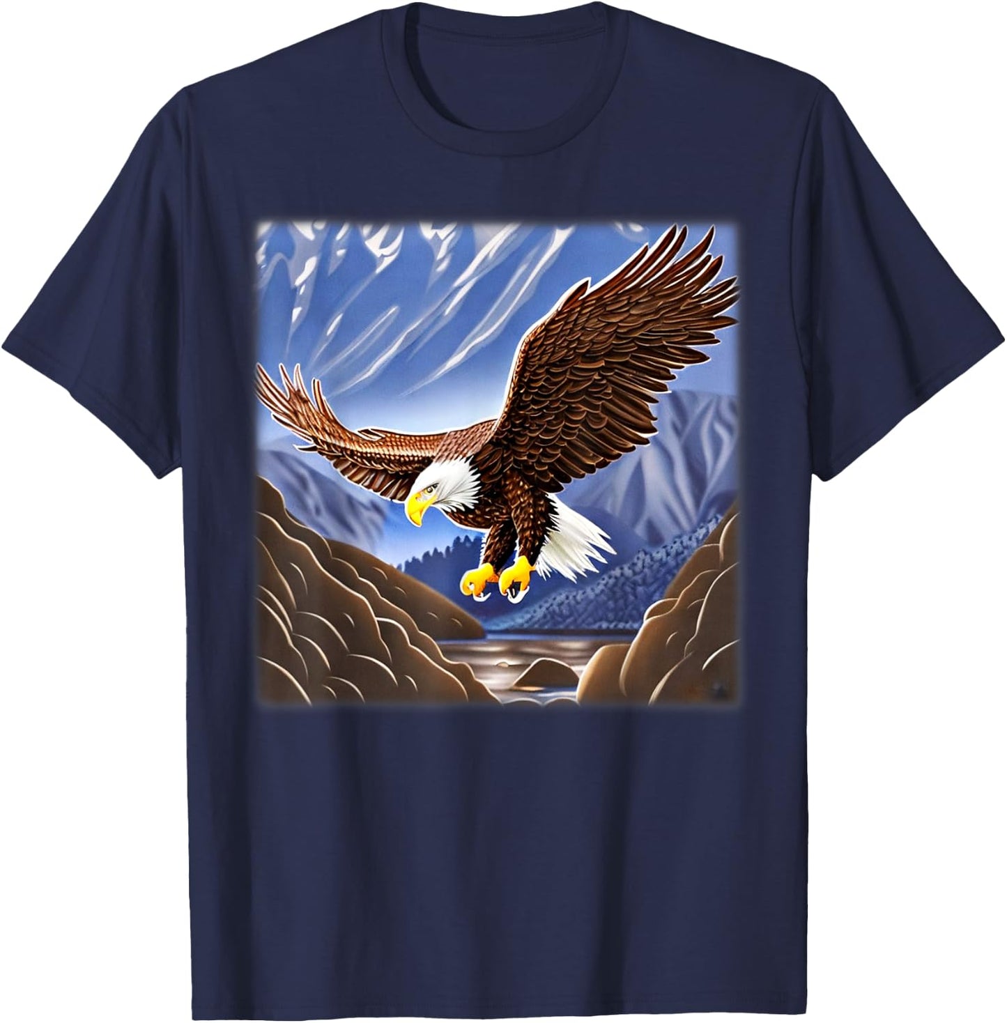Bald Eagle imprint american bird animal head art motif T-Shirt - T-Shirt | Navy