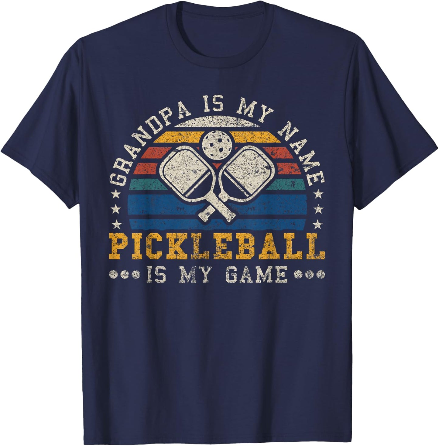 Grandpa Is My Name Pickleball Is My Game Pickleball Grandpa T-Shirt - T-Shirt | Navy
