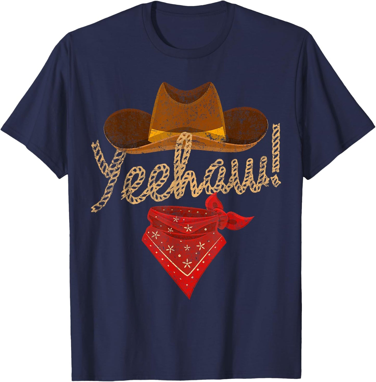 Yeehaw Cowboy Cowgirl Western Country Howdy Southern Yee Haw T-Shirt - T-Shirt | Navy