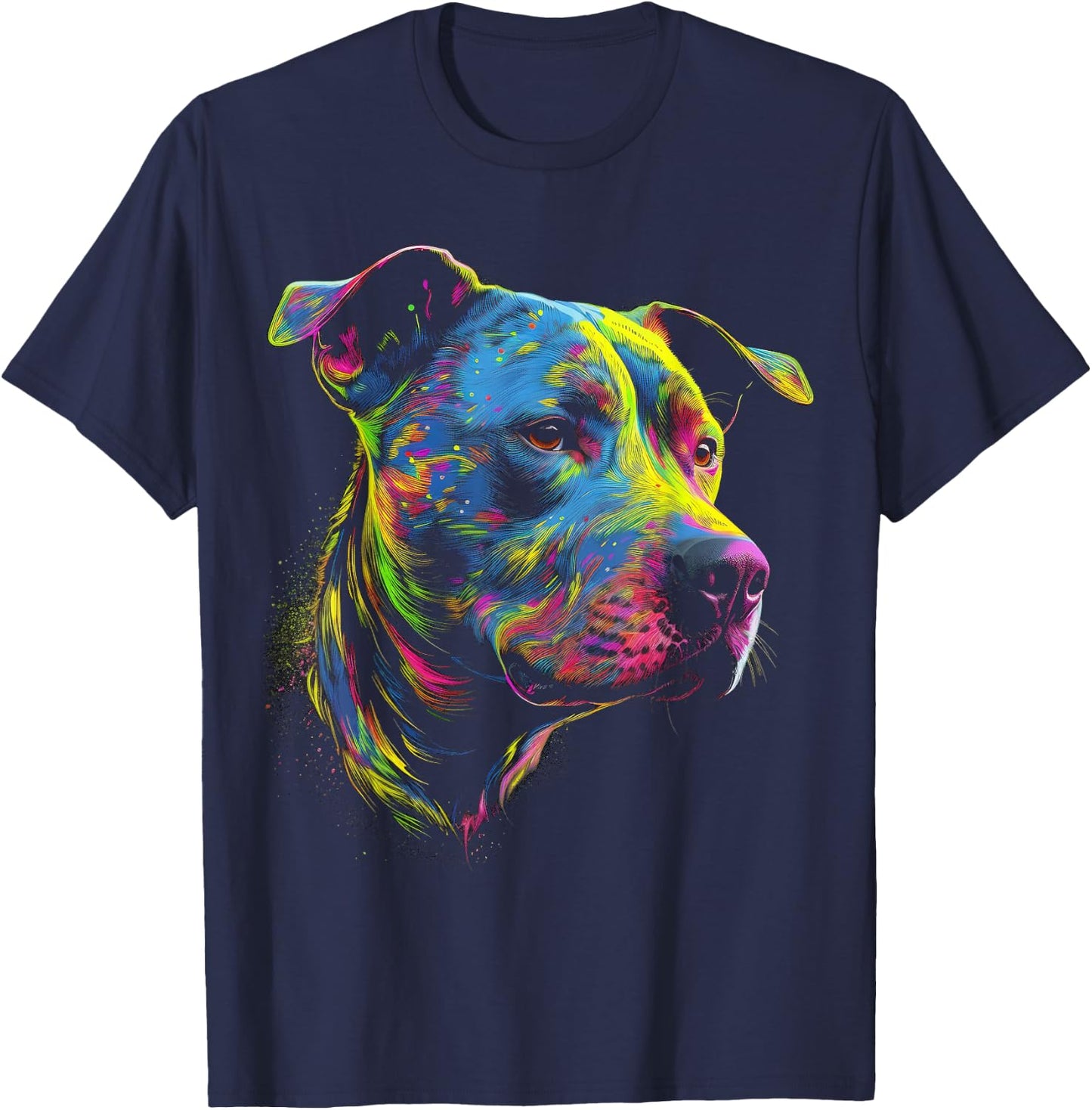 Pit Bull Mom Dog Lover Colorful Artistic Pitbull Owner Women T-Shirt - T-Shirt | Navy