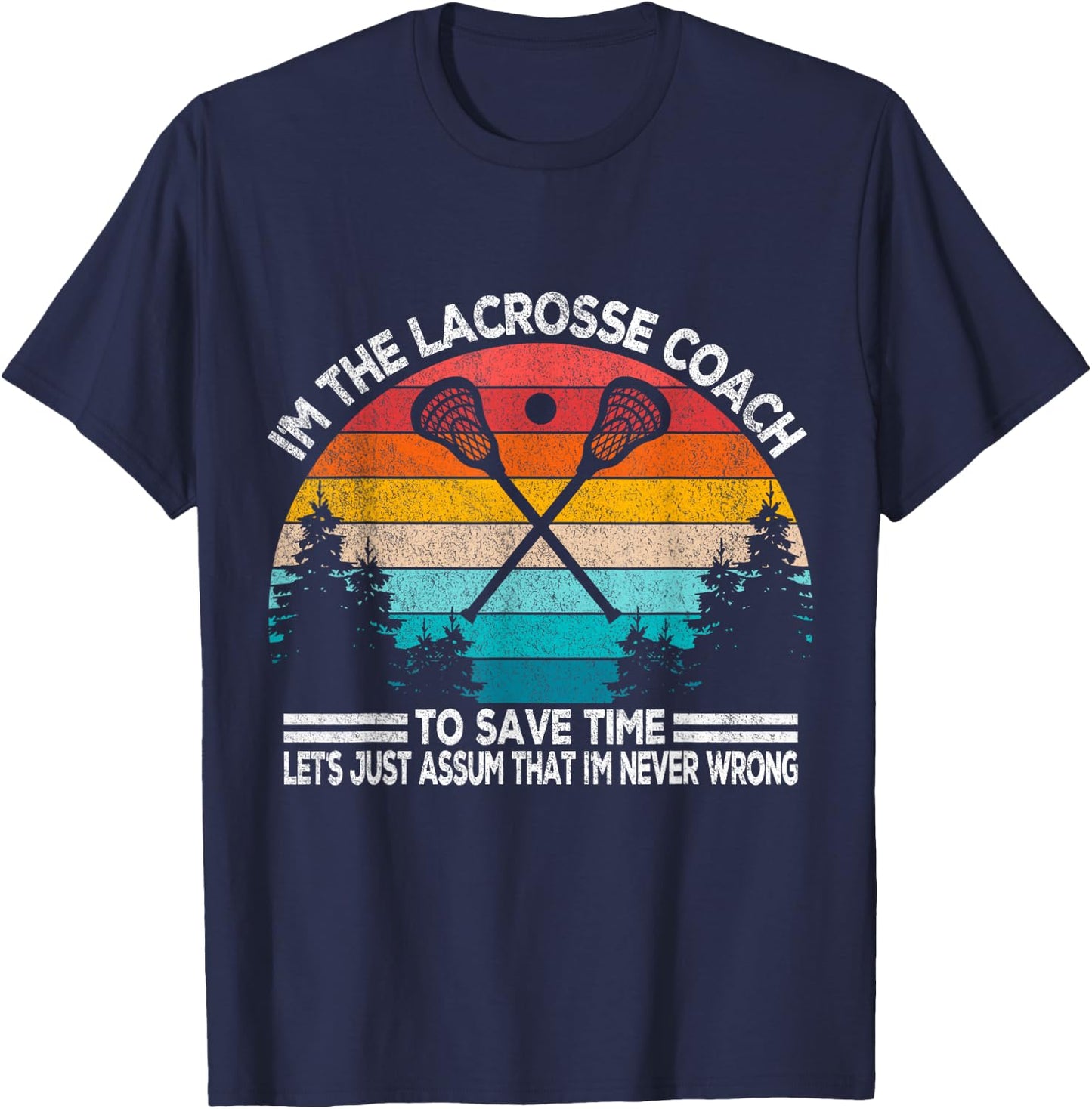 Funny Lacrosse Coach Lacrosse Team Coach Retro T-Shirt - T-Shirt | Navy