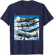 WW2 Warplanes B-17 P51 Mustang F4U Corsair P40 Warhawk T-Shirt - T-Shirt | Navy