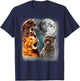 3 Moon Howling Cat Head For Cat Lover, Dad, Mom T-Shirt - T-Shirt | Navy