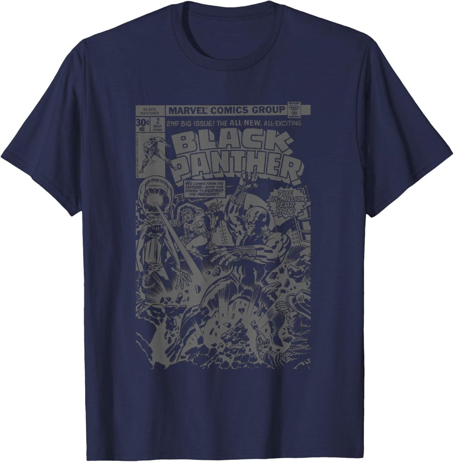 Marvel Comics Retro Black Panther Vintage Black Comic Cover T-Shirt - T-Shirt | Navy