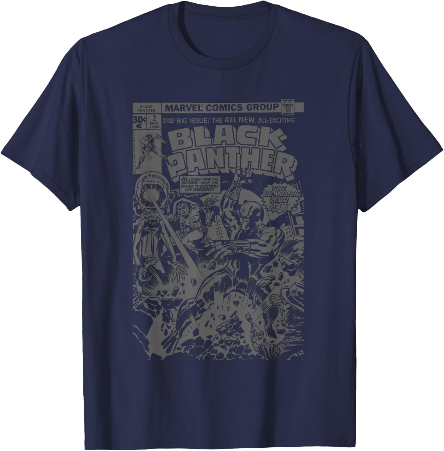 Marvel Comics Retro Black Panther Vintage Black Comic Cover T-Shirt - T-Shirt | Navy