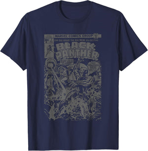 Marvel Comics Retro Black Panther Vintage Black Comic Cover T-Shirt - T-Shirt | Navy