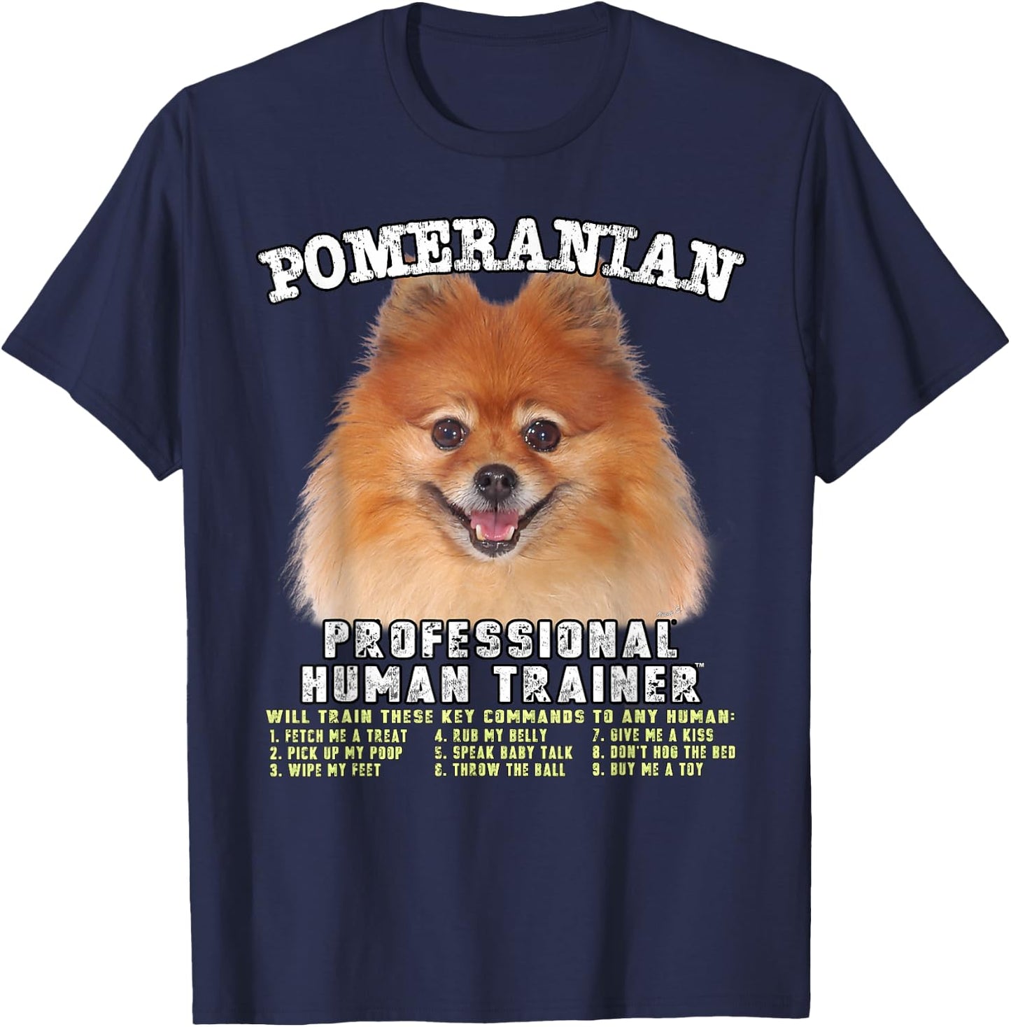Kitana Pomeranian Dog Themed , -Adults, Kids, Black, Small, Short Sleeve T-Shirt - T-Shirt | Navy