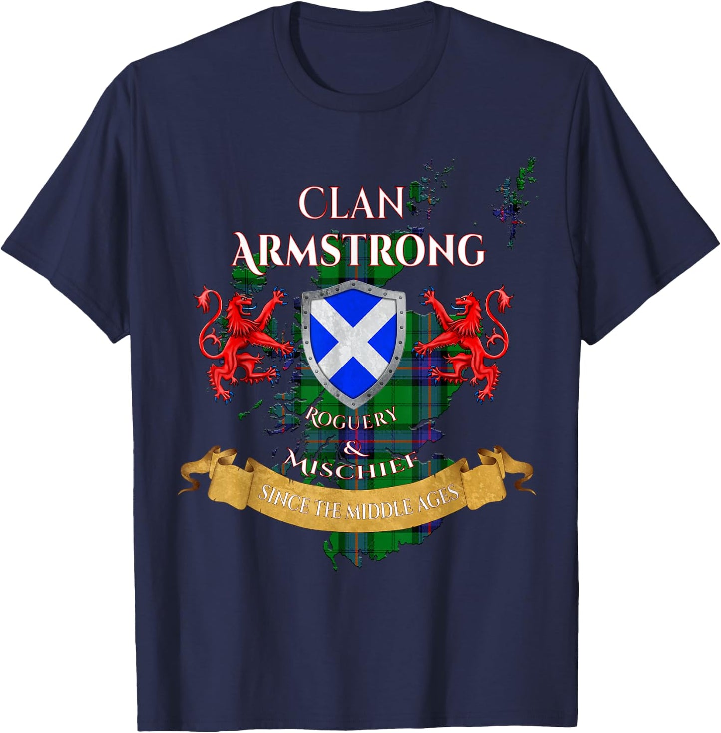 Armstrong Scottish Family Clan Middle Ages Mischief T-Shirt - T-Shirt | Navy