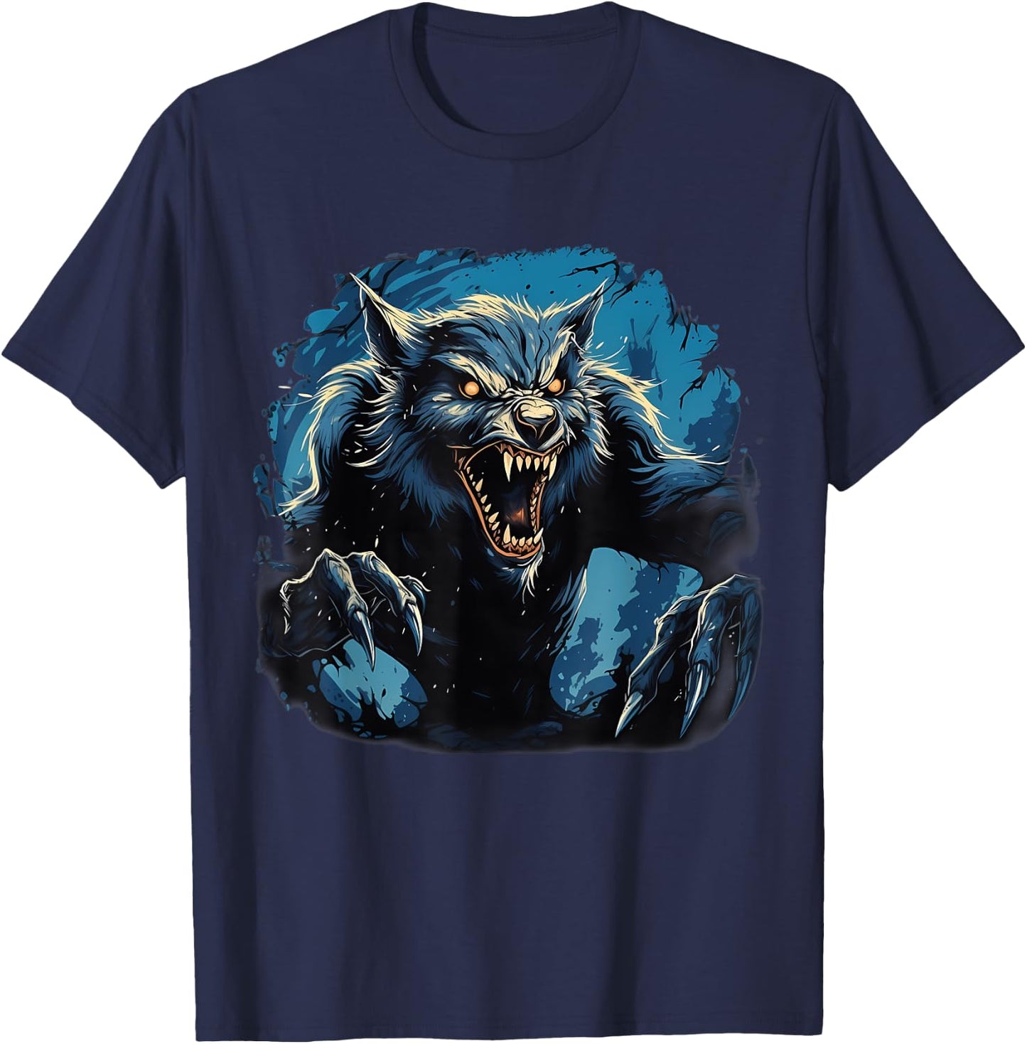 Retro Style Werewolf T-Shirt - T-Shirt | Navy