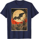 Japanese Woodblock Art 1905 Bat in Moon Meiji Era T-Shirt - T-Shirt | Navy