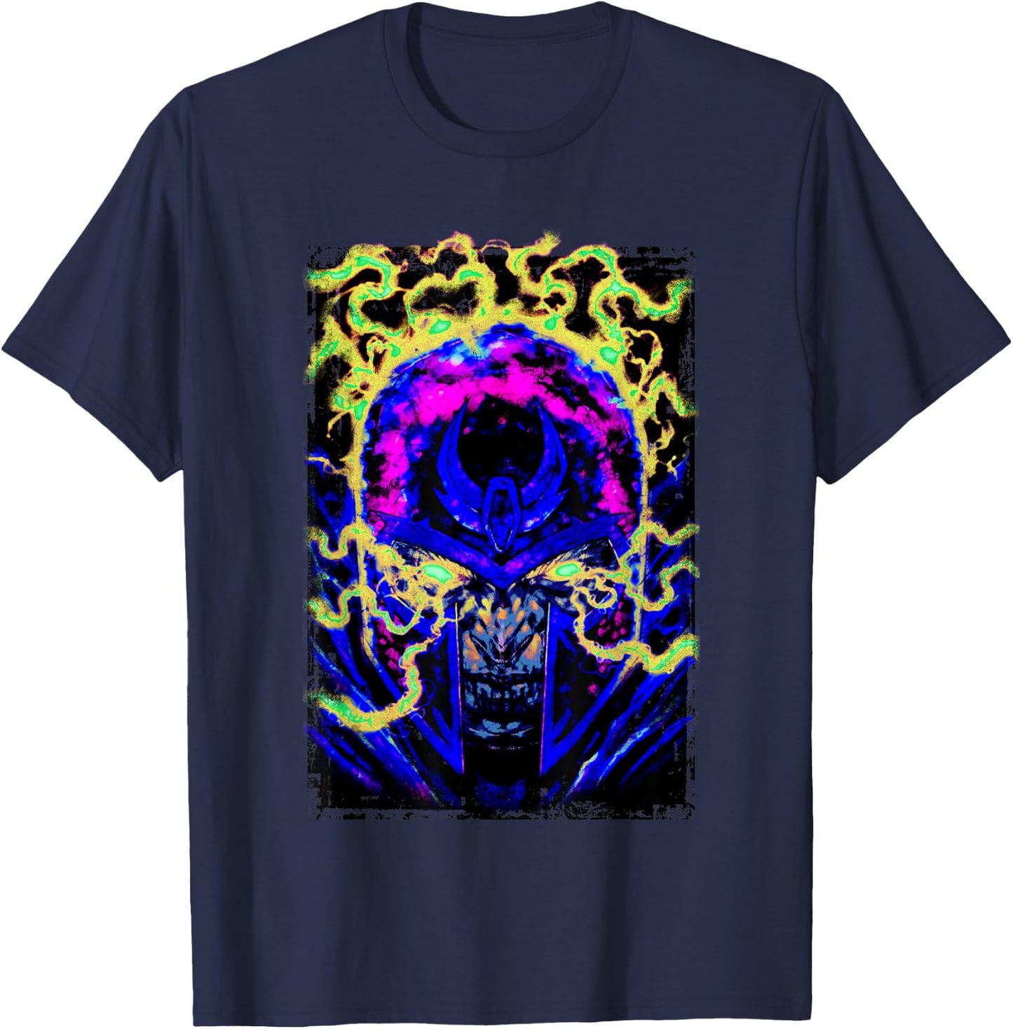 Marvel X-Men Magneto Intense Looking Evil Neon Portrait T-Shirt - T-Shirt | Navy