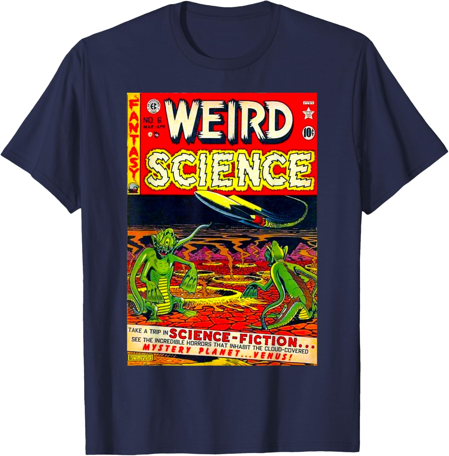 Funny Nerdy Weird Science Space Aliens Retro Comic Teacher Men Women Kids T-Shirt - T-Shirt | Navy