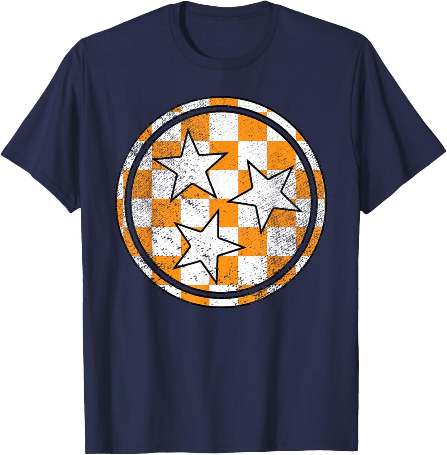 Volunteer State Orange and White Checkerboard Tennessee T-Shirt - T-Shirt | Navy
