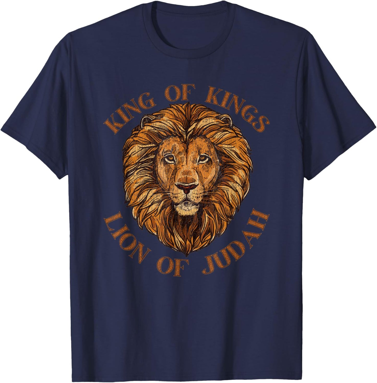 Vintage King Of Kings, Lion Of Judah Jesus Bible Judah T-Shirt - T-Shirt | Navy