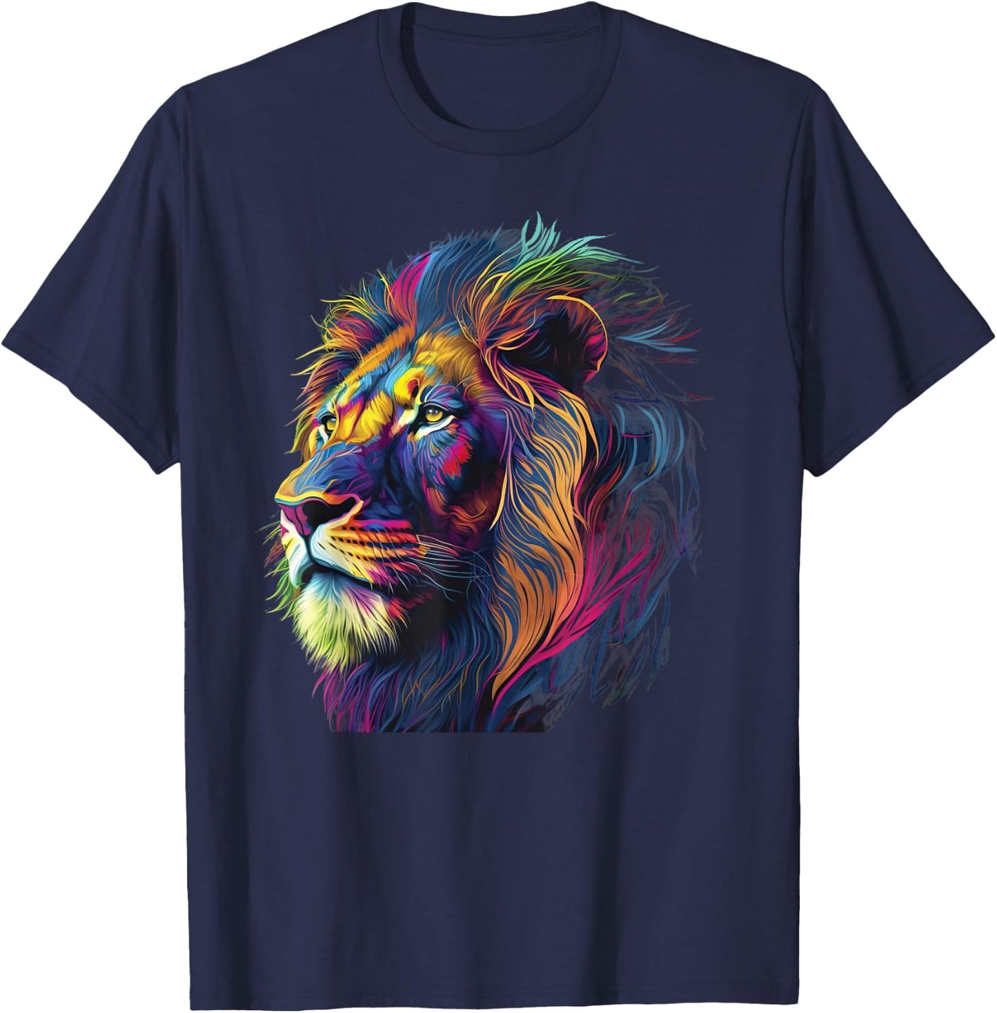 colorful lion head pop art for lover lions King of Animals T-Shirt - T-Shirt | Navy