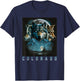 Colorado Mountain Wolf - Three Wolf Moon & Stars Retro T-Shirt - T-Shirt | Navy