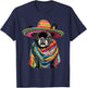 French Bulldog Dog in Cinco De Mayo Sombrero and Poncho T-Shirt - T-Shirt | Navy