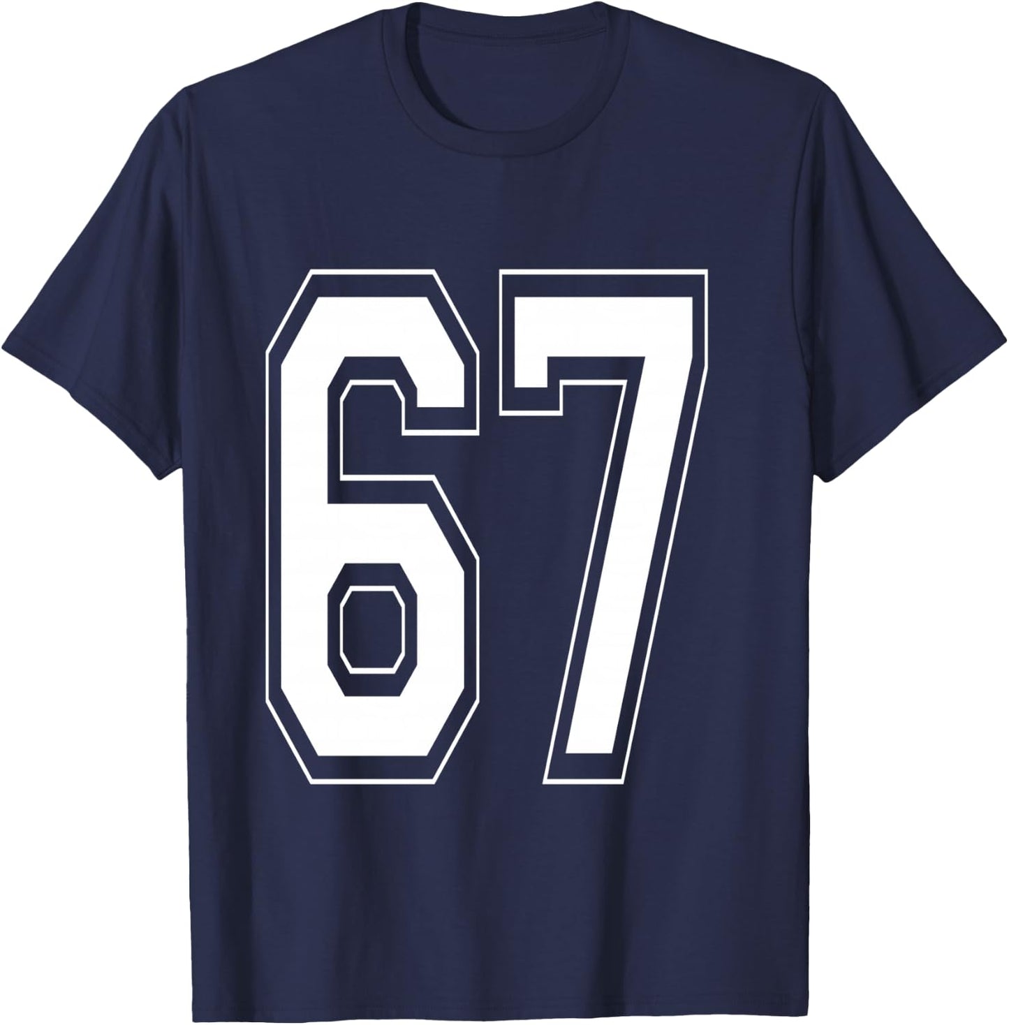 Number 67 Baseball Football Soccer Numbered Jersey T-Shirt - T-Shirt | Navy