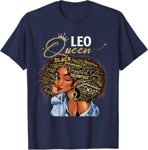 Leo Queen Sweet As Candy Birthday Gift Black Women T-Shirt - T-Shirt | Navy