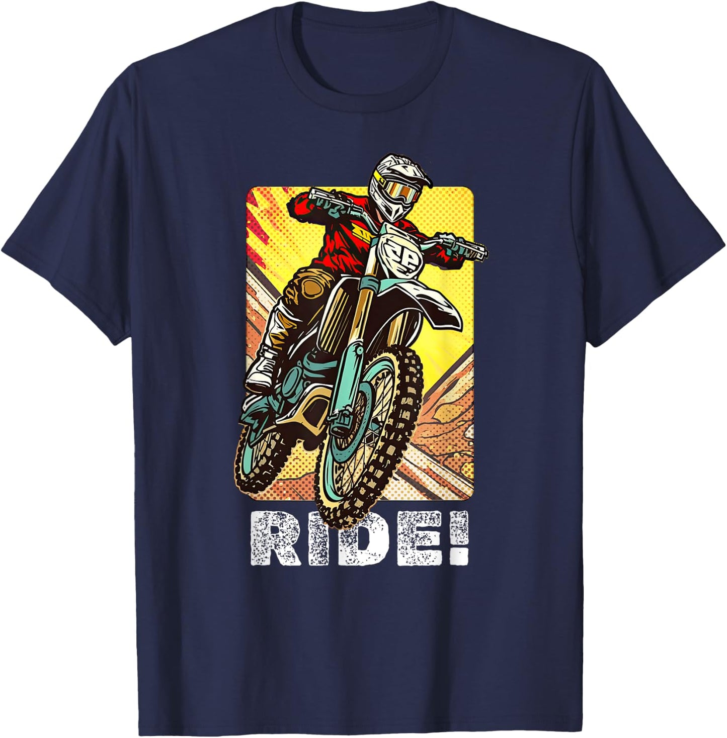 Motocross Dirt Bike Rider Vintage Dirt Bike T-Shirt - T-Shirt | Navy